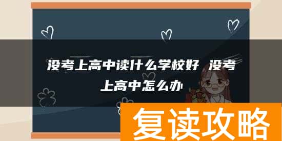 没考上高中读什么学校好 没考上高中怎么办